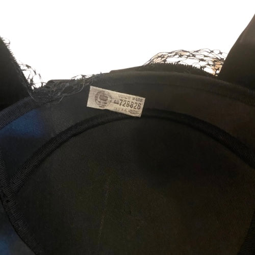 1940’s Real Vintage Union Made Black Satin & Velvet Helmet Hat w/ Veil