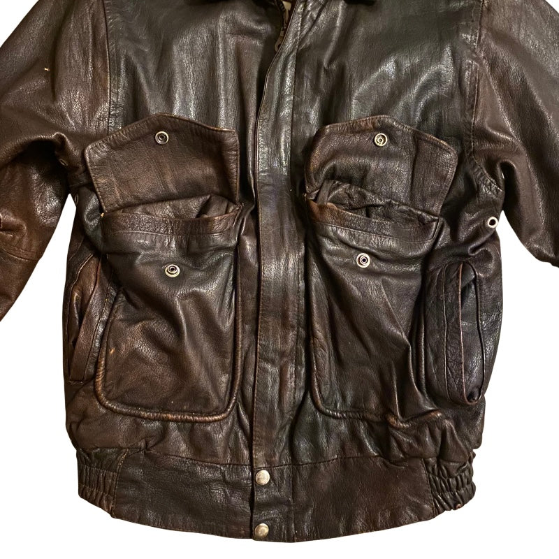 1970’s Distressed Dark Brown Goatskin Leather Flight Jacket (S)