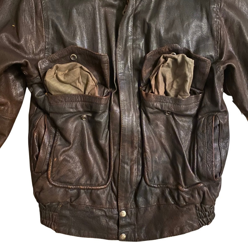 1970’s Distressed Dark Brown Goatskin Leather Flight Jacket (S)