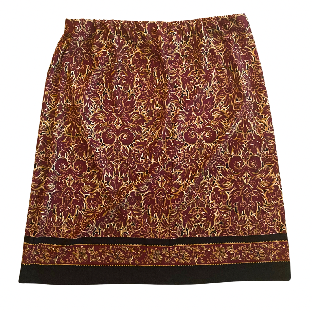 Vintage Burgundy/Brown/Cream Paisley Skirt (PM)