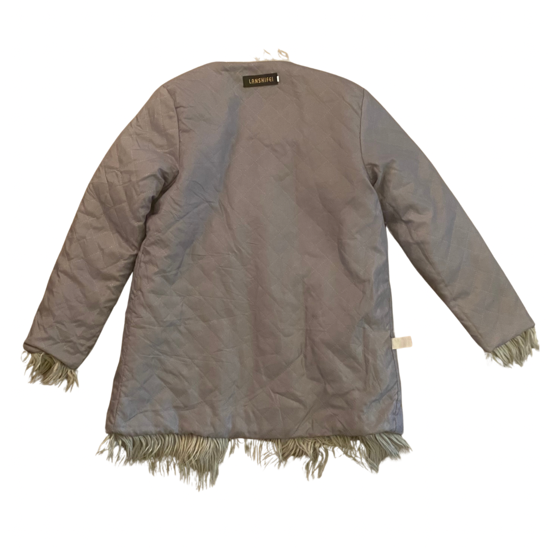 Grey Faux Fur Shag Jacket (Small)