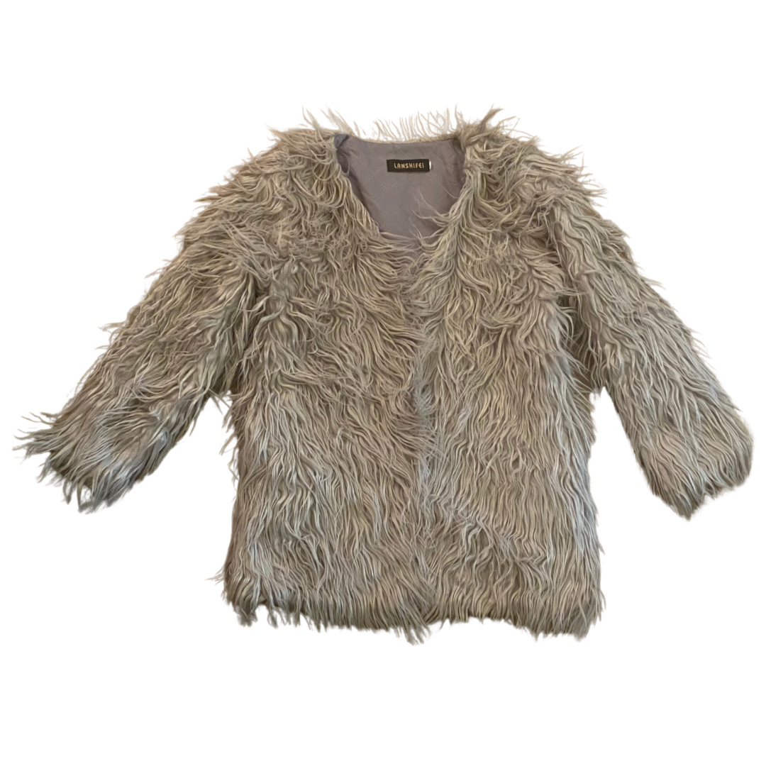 Grey Faux Fur Shag Jacket (Small)