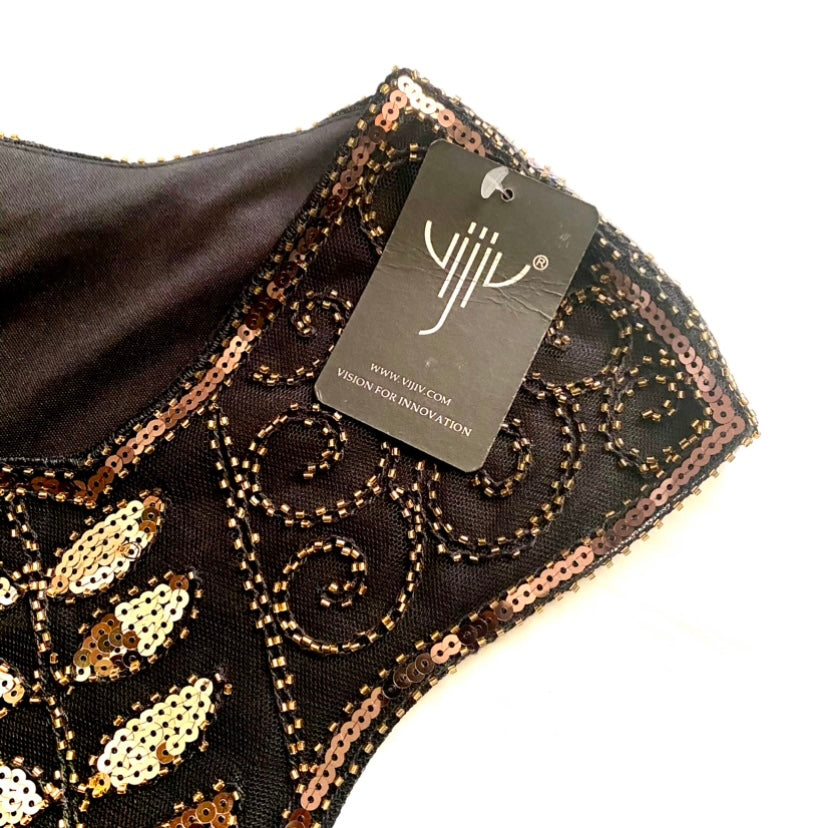 NWT Gold/Black Sequin Embroidered 1920's Style Flapper Dress (L)