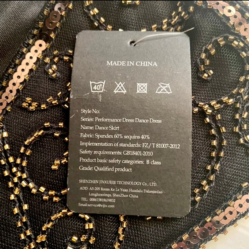 NWT Gold/Black Sequin Embroidered 1920's Style Flapper Dress (L)