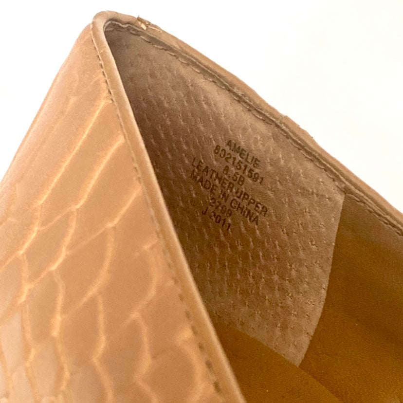 Ginger Python-Embossed Leather Pumps (8.5)