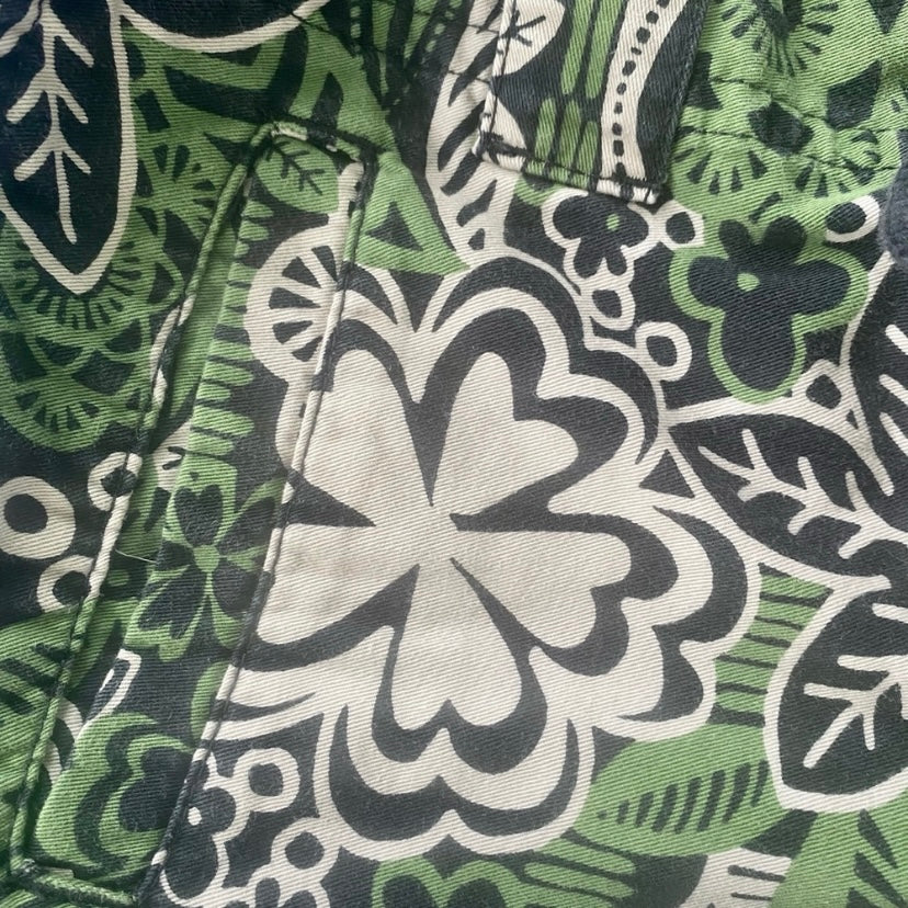 Tropical Floral Green & Midnight Blue Skirt (10)