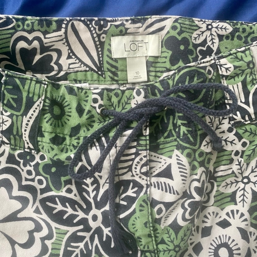 Tropical Floral Green & Midnight Blue Skirt (10)