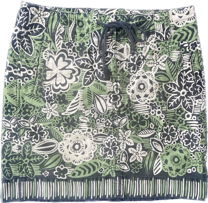 Tropical Floral Green & Midnight Blue Skirt (10)