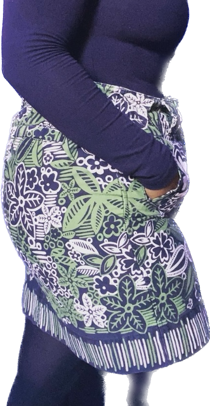Tropical Floral Green & Midnight Blue Skirt (10)
