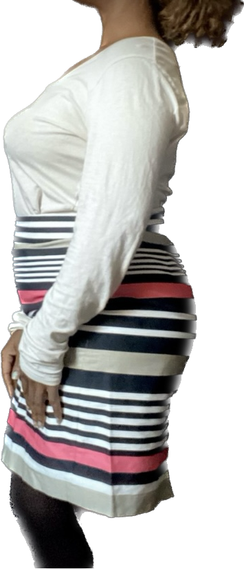 Banana Republic Pink/White/Black/Beige Striped High Waisted Pencil Skirt (10)
