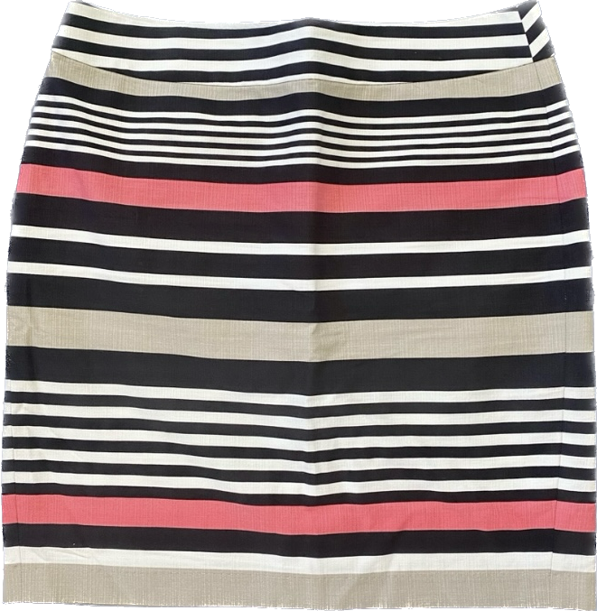 Banana Republic Pink/White/Black/Beige Striped High Waisted Pencil Skirt (10)