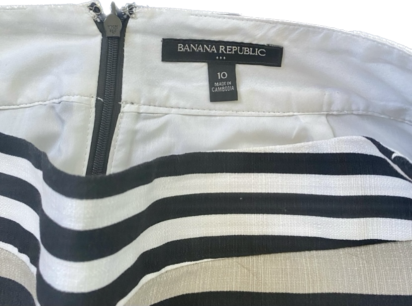 Banana Republic Pink/White/Black/Beige Striped High Waisted Pencil Skirt (10)