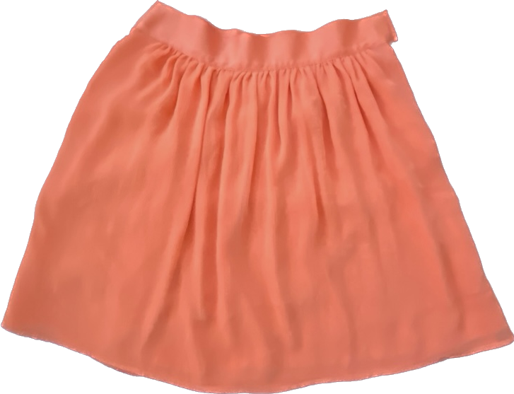 Pleated Coral Chiffon High-Waisted Circle Skirt (L)