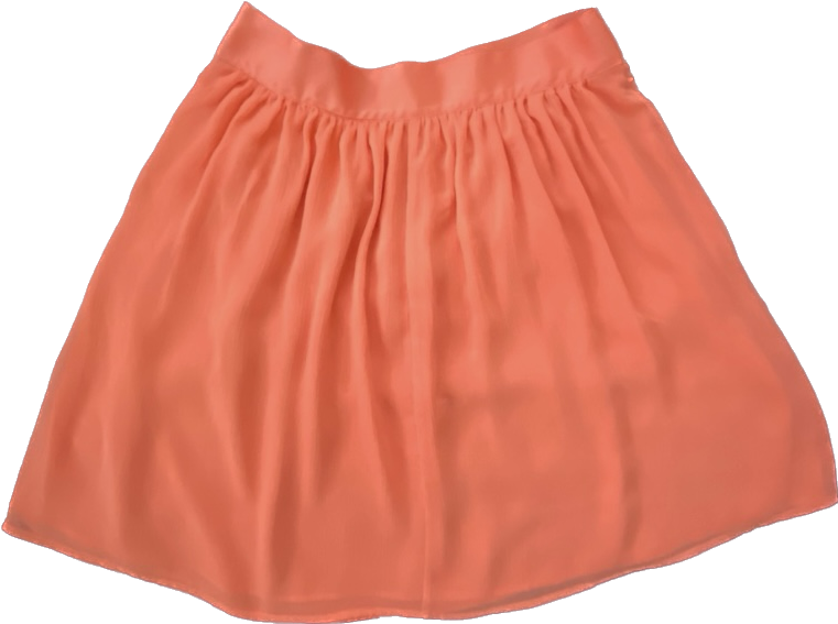 Pleated Coral Chiffon High-Waisted Circle Skirt (L)