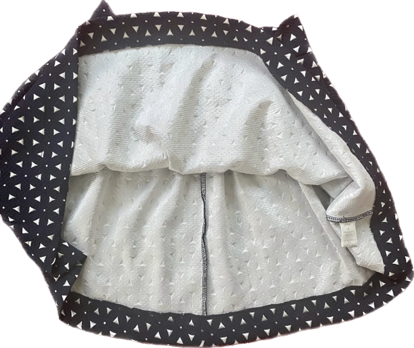 Navy Blue & White Geometric Scalloped High Waist Skater/ Circle Skirt (M)
