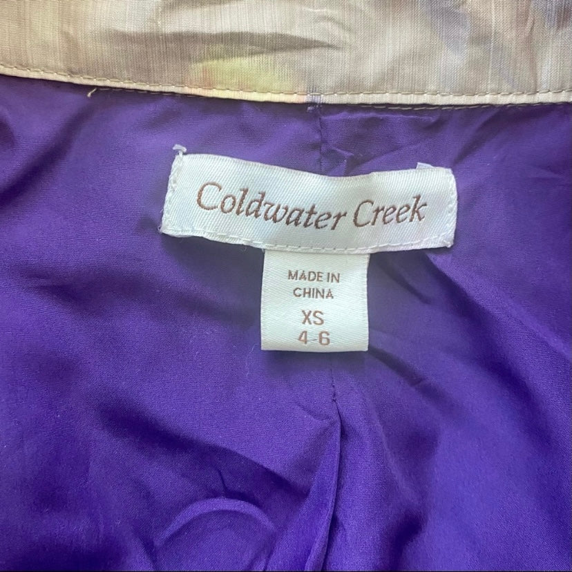 Coldwater Creek Spring Daffodil Blur Beige/Yellow/Purple Trench Jacket (M)