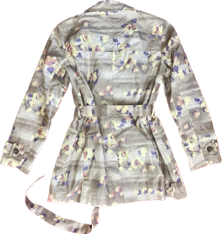 Coldwater Creek Spring Daffodil Blur Beige/Yellow/Purple Trench Jacket (M)