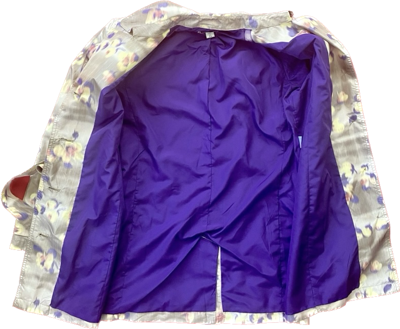 Coldwater Creek Spring Daffodil Blur Beige/Yellow/Purple Trench Jacket (M)