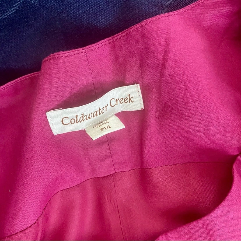 Coldwater Creek Magenta Sleeveless Shift Dress w/ Drawstring Ruffle Detail (PL)