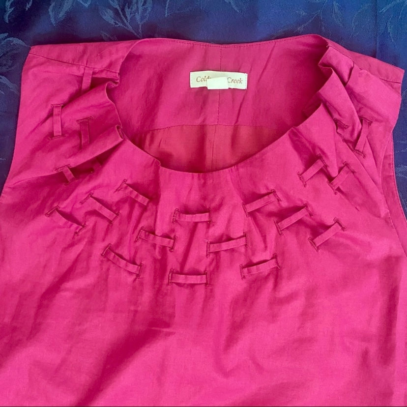 Coldwater Creek Magenta Sleeveless Shift Dress w/ Drawstring Ruffle Detail (PL)