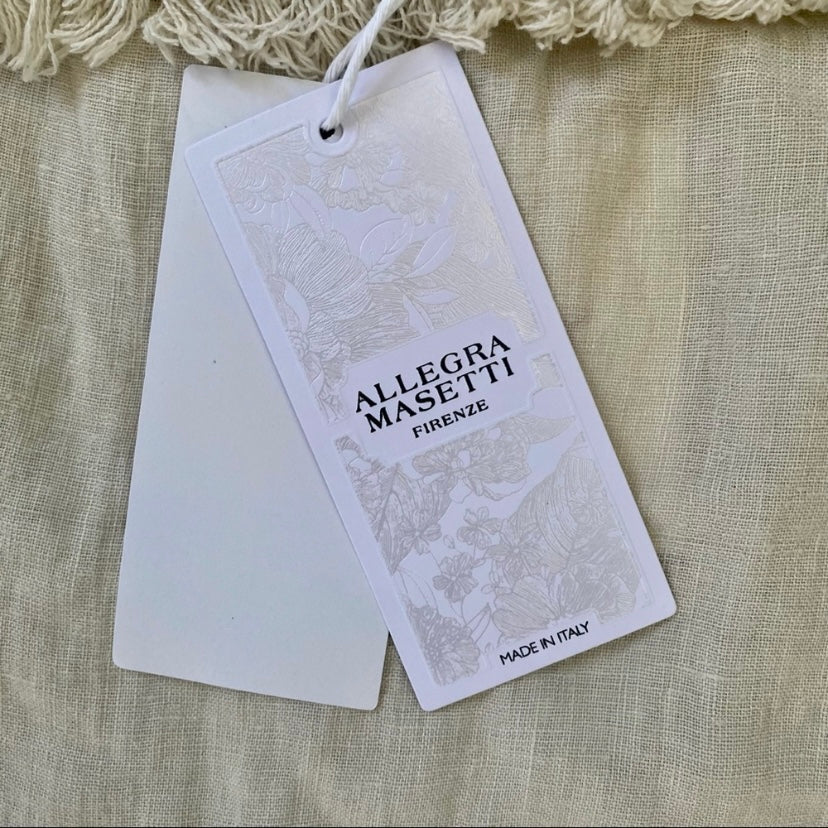 NWT Beige Allegra Masetti Lace Drop-Waist Linen Dress (L)