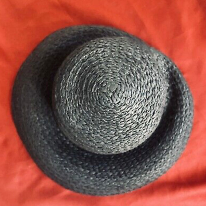 Vintage Marcus Adler Black Paper Sun Hat with Adjustable Band