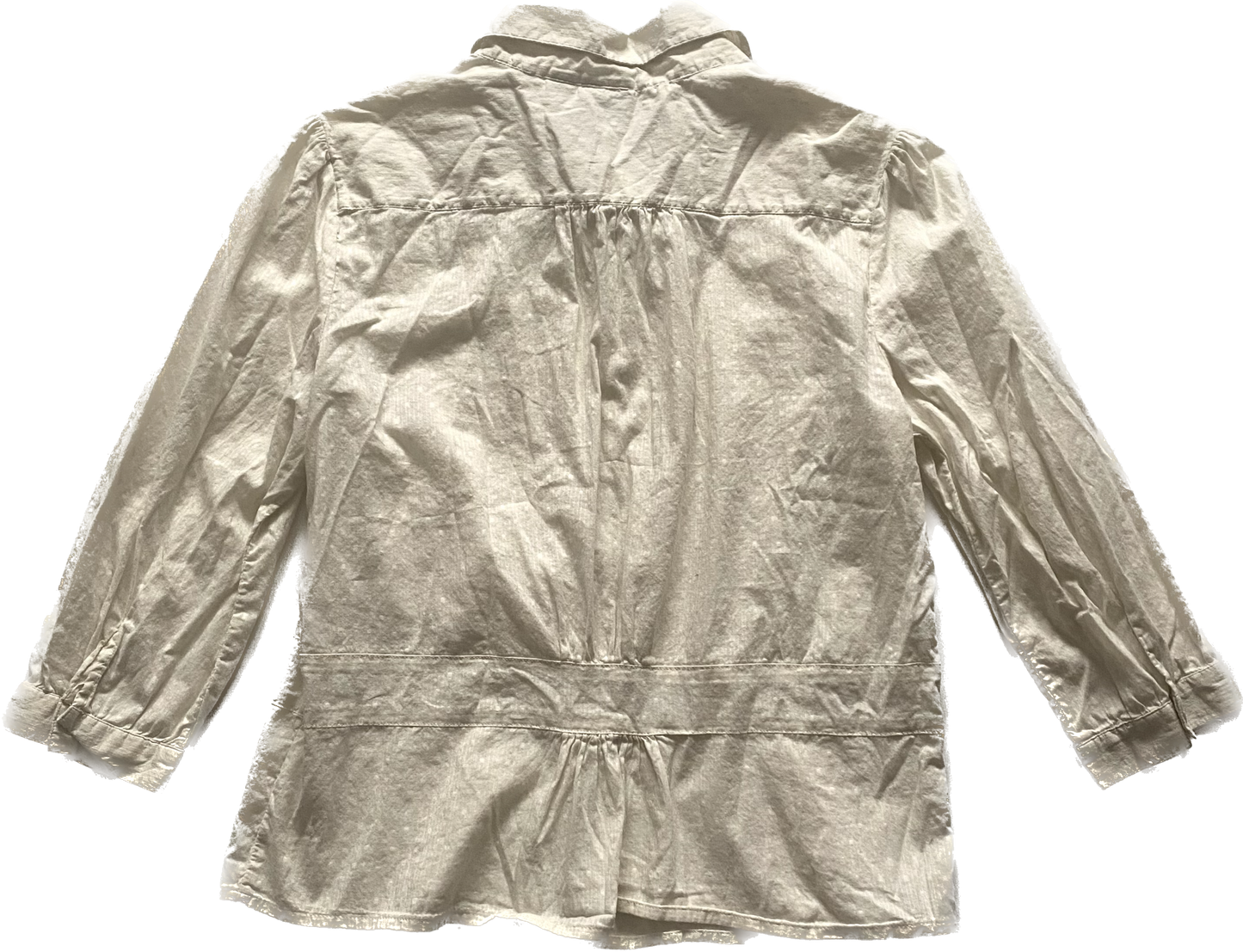 Classic Beige Cotton ¾ Sleeve Button Down Blouse (PL)