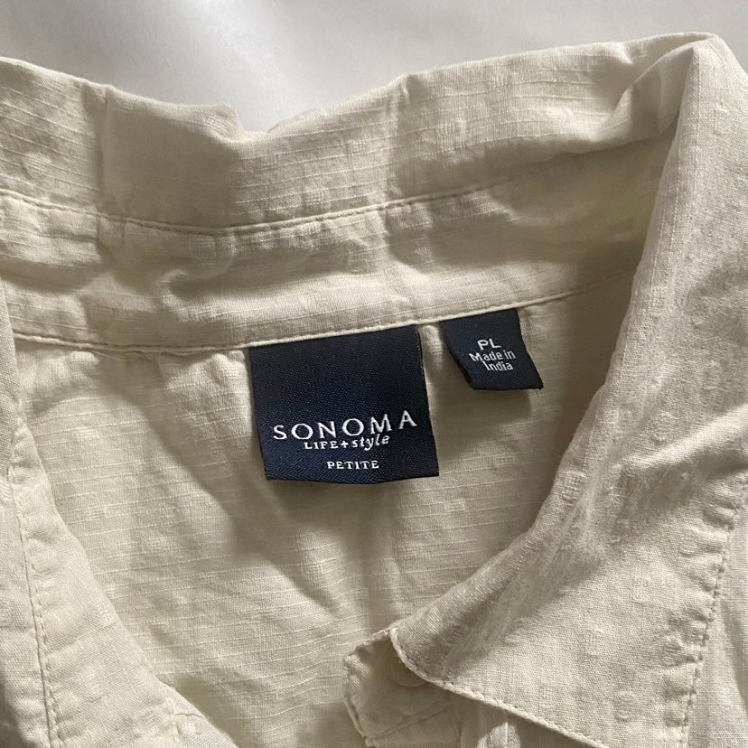 Classic Beige Cotton ¾ Sleeve Button Down Blouse (PL)