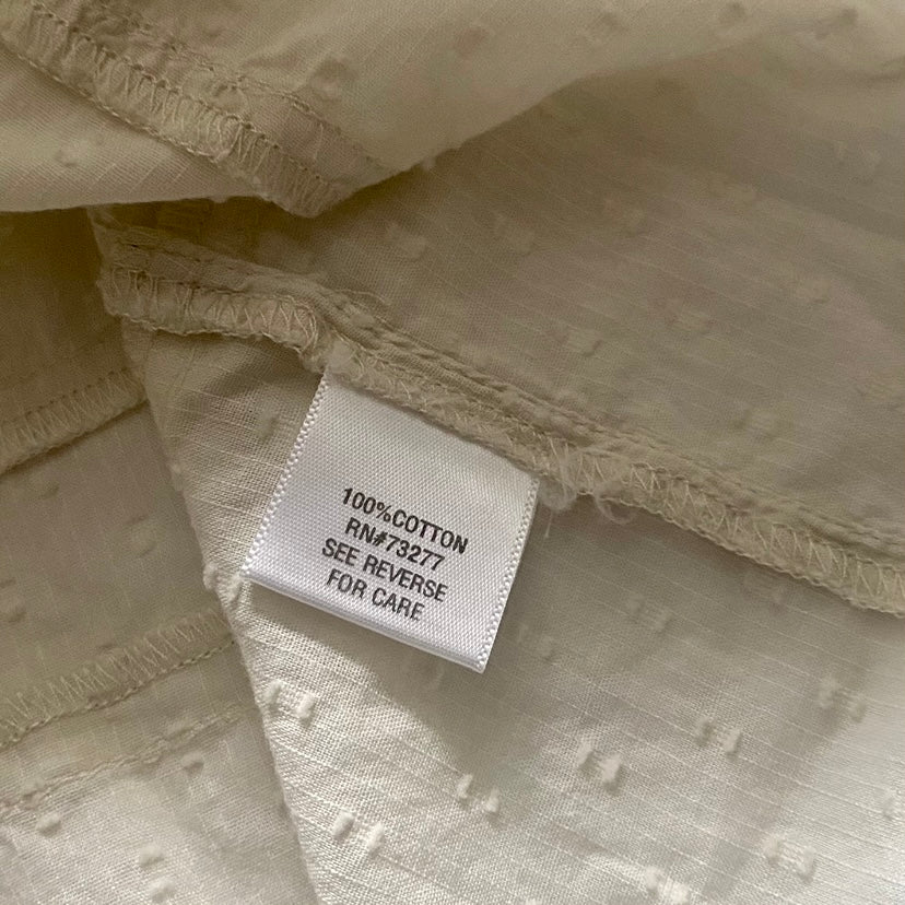 Classic Beige Cotton ¾ Sleeve Button Down Blouse (PL)