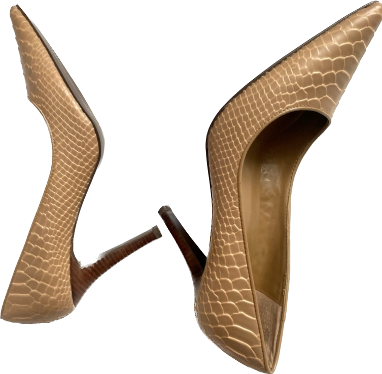 Ginger Python-Embossed Leather Pumps (8.5)