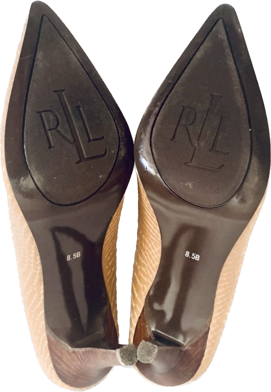 Ginger Python-Embossed Leather Pumps (8.5)