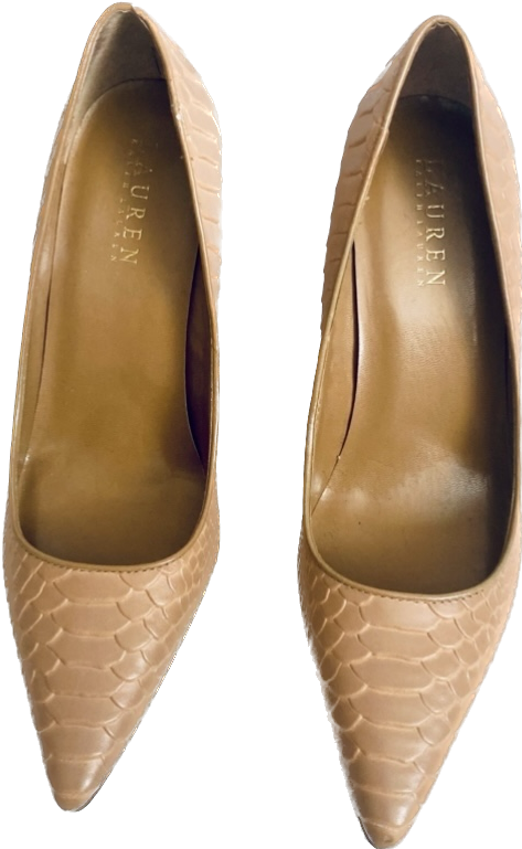 Ginger Python-Embossed Leather Pumps (8.5)