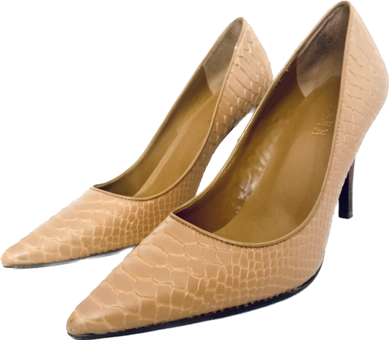 Ginger Python-Embossed Leather Pumps (8.5)