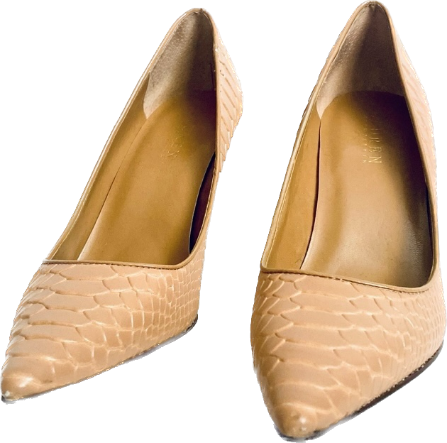 Ginger Python-Embossed Leather Pumps (8.5)