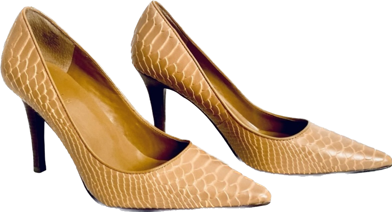 Ginger Python-Embossed Leather Pumps (8.5)