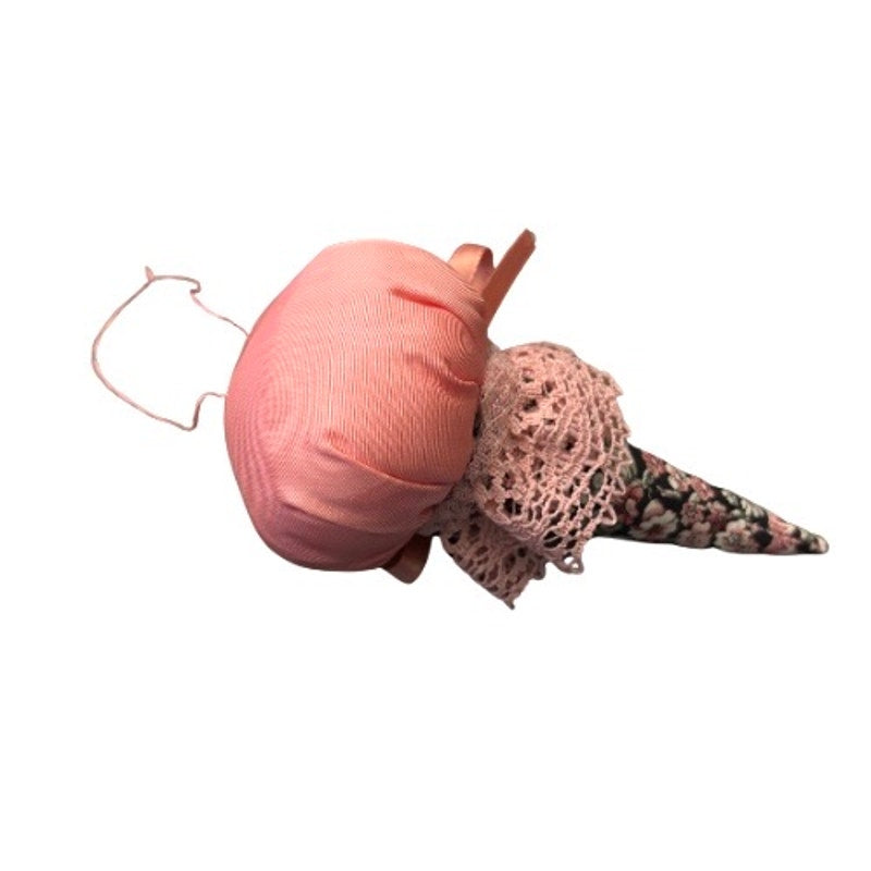 Vintage Pink and Black Floral Handmade Ice Cream Ornament