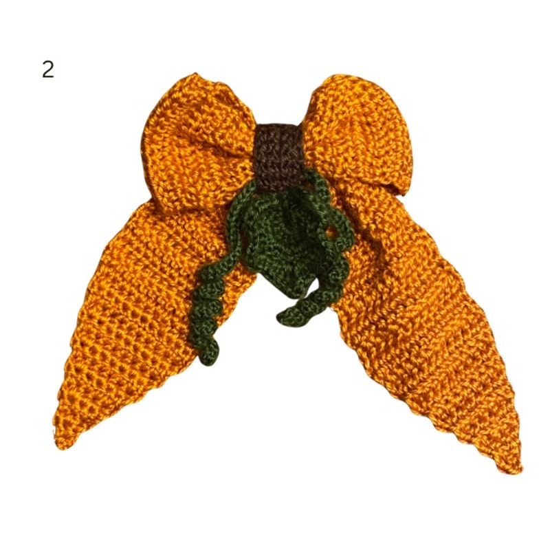 Pumpkin on the Vine Crochet Bow - Handmade Accessory with Removable Clip