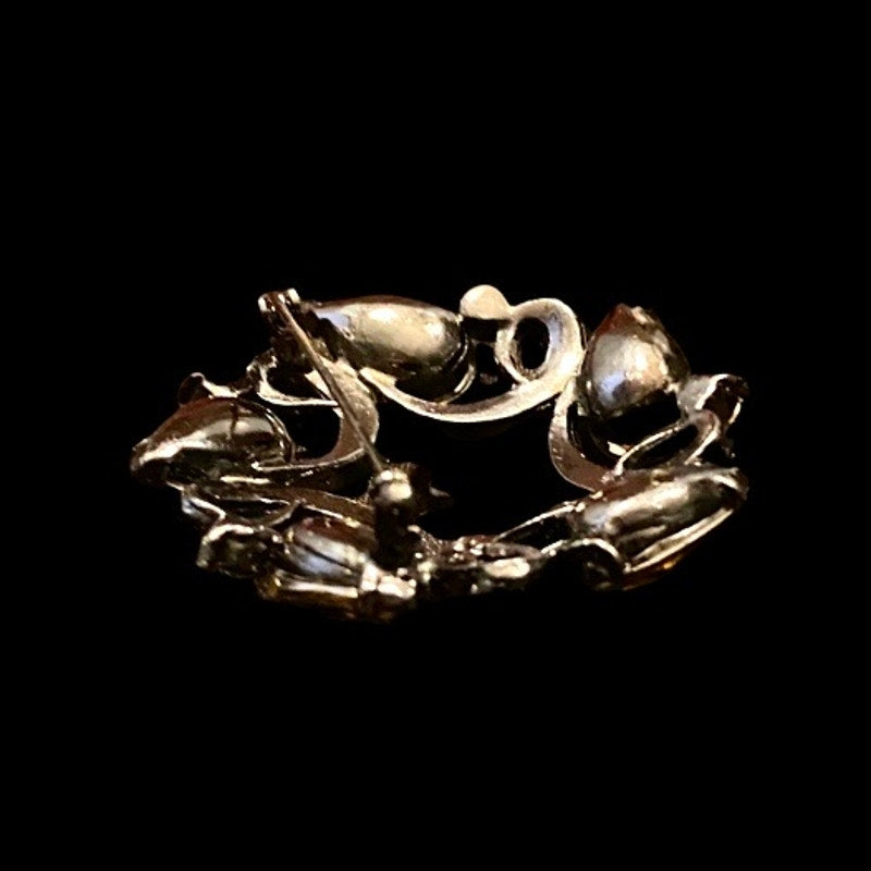 Anne Klein Yellow Crystal Rhinestone Studded Pewter Wreath Pin