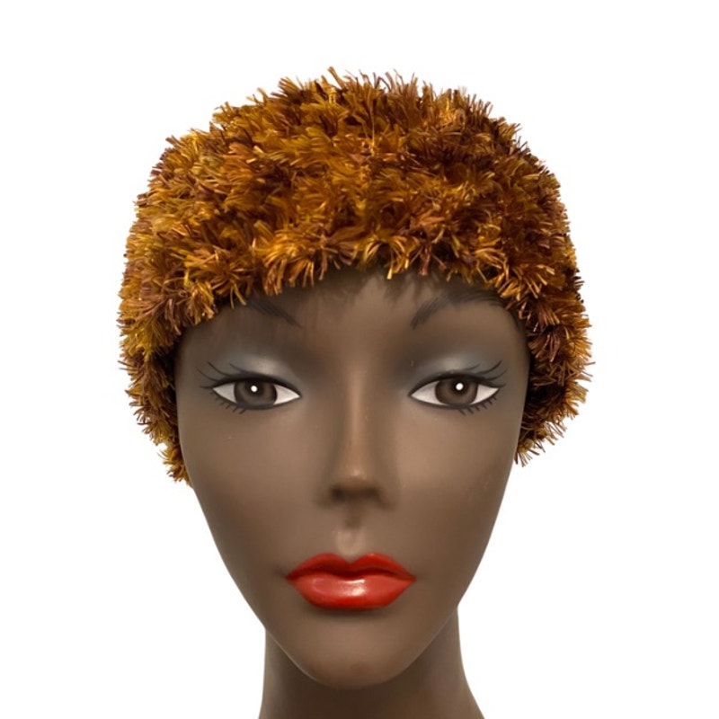 Fuzzy Golden Brown Knit Headband/ Ear Warmer (L)