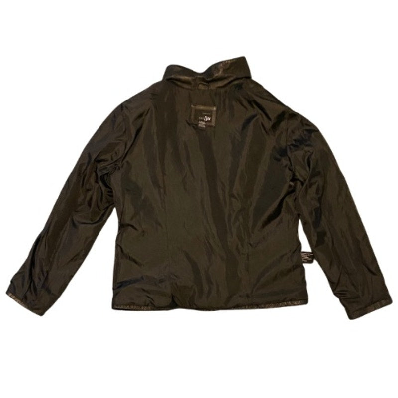 Y2K Unisex Full Zip Black Genuine Leather Jacket (X-Large)