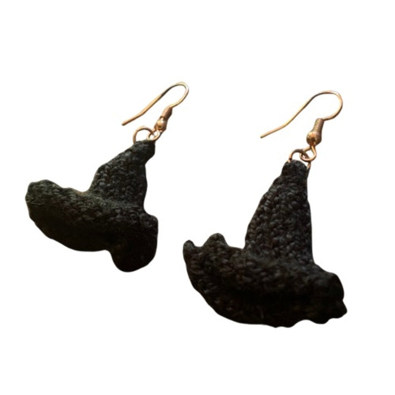 Black Witch Hat Earrings | Handknit with Acrylic Thread