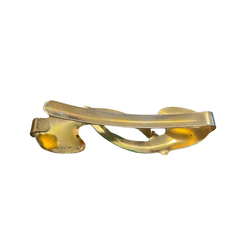 Green and Brown Vintage “Peace Pipe” Enamel Tie Clip