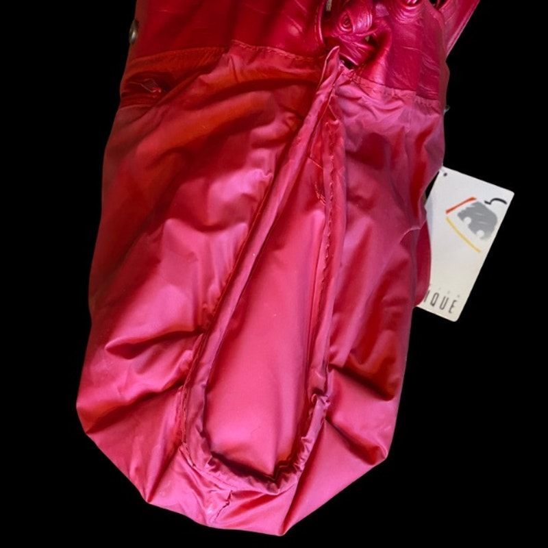 Vintage Candy Apple Red Pleather Drawstring Purse/ Shoulder Bag