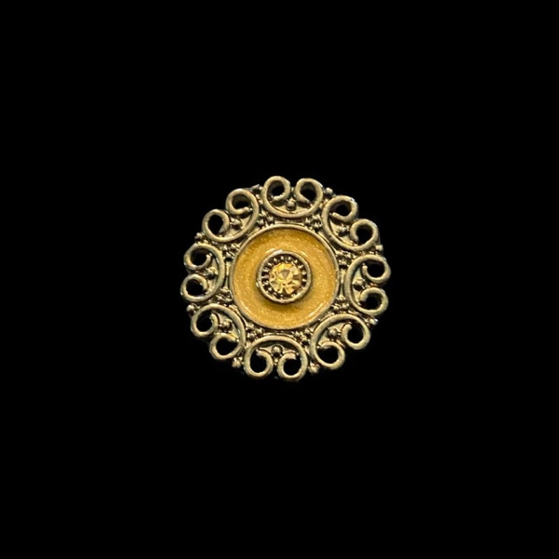 Antique Recreation Goldenrod Cannetille Pewter Round Flower Stud Earrings