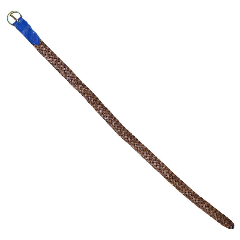 Royal Blue Vintage Talbots Woven Leather Belt with Solid Brass Buckle (XS/S)