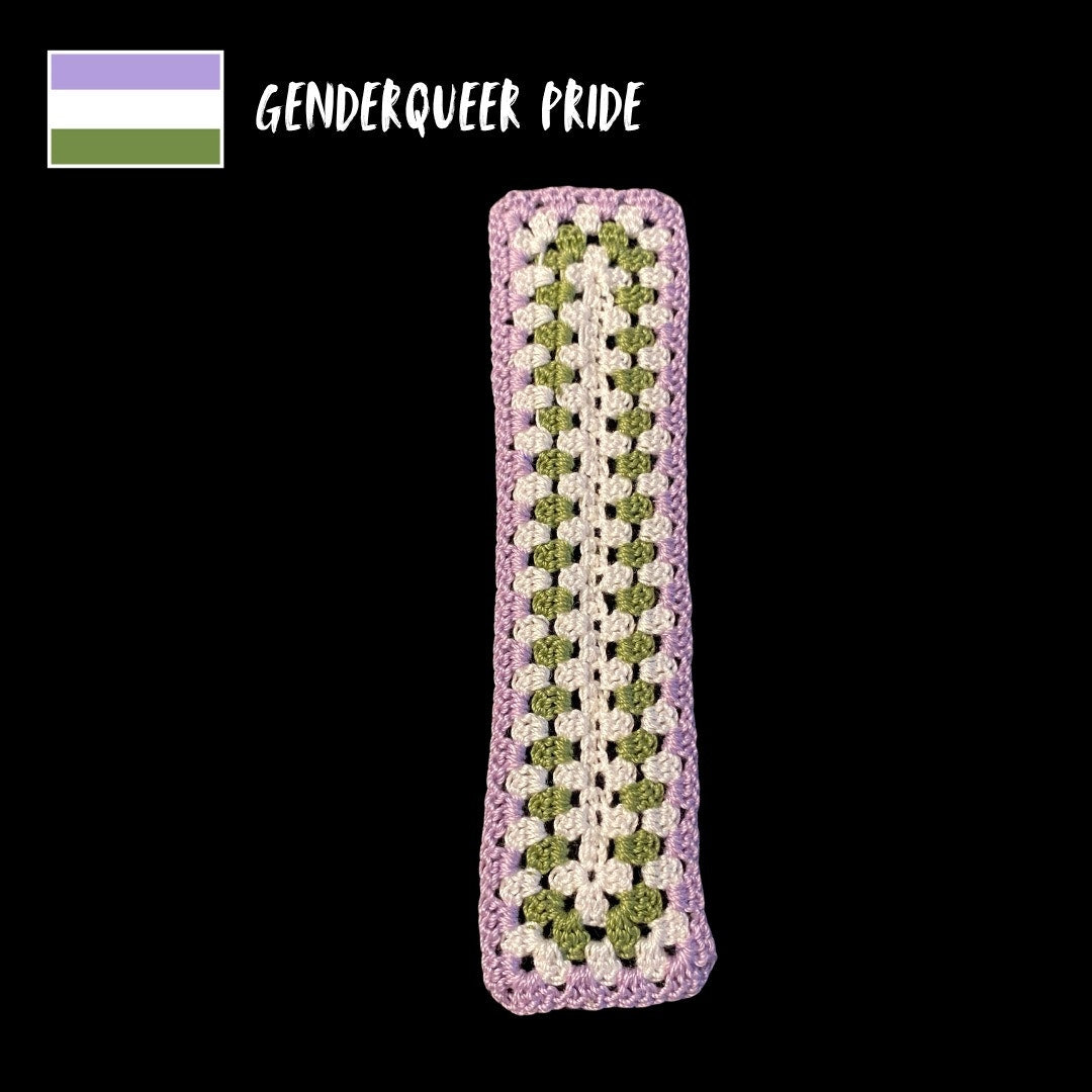 Genderqueer Pride Micro-Crocheted Cotton Bookmark