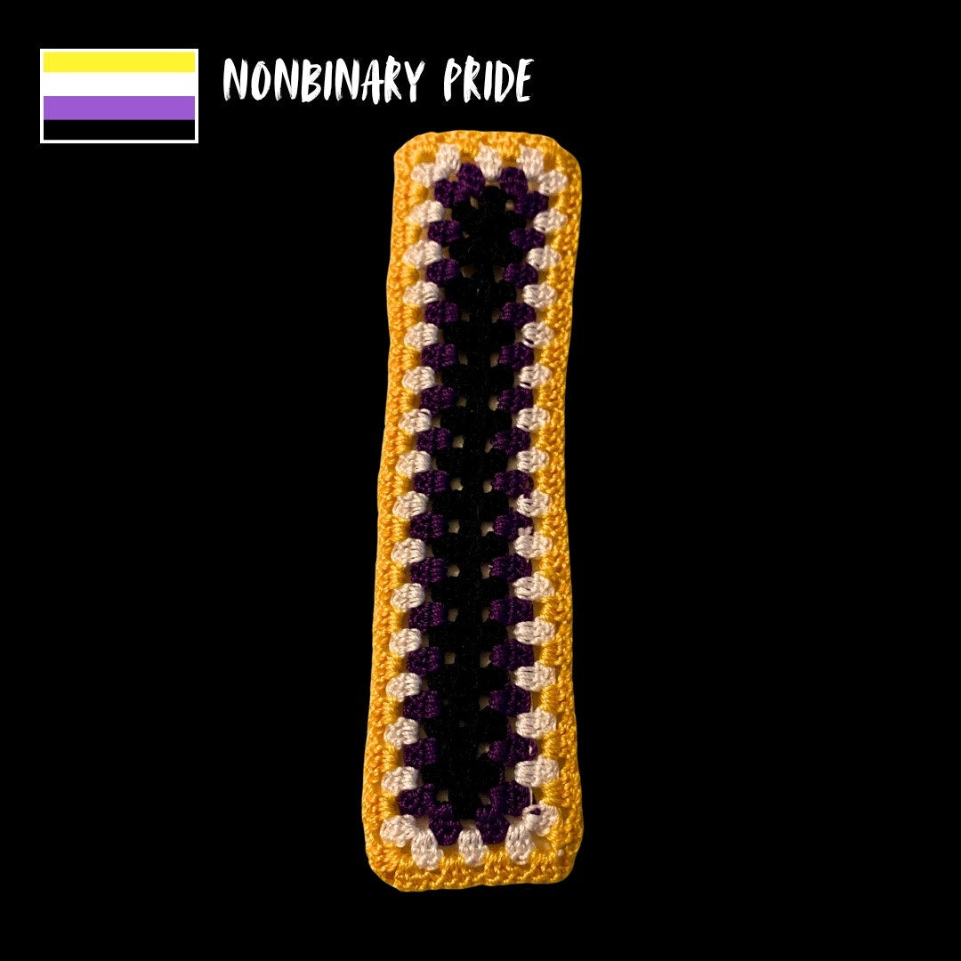 Nonbinary Pride Micro-Crocheted Cotton Bookmark