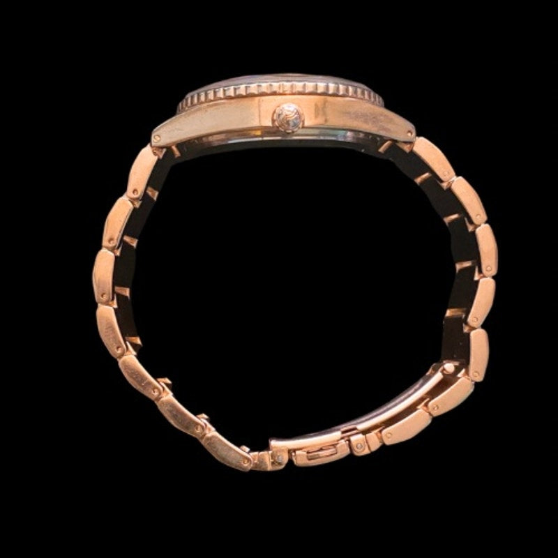 Secondhand Large Rose Gold Toned Diamond Dial Analog Wristwatch