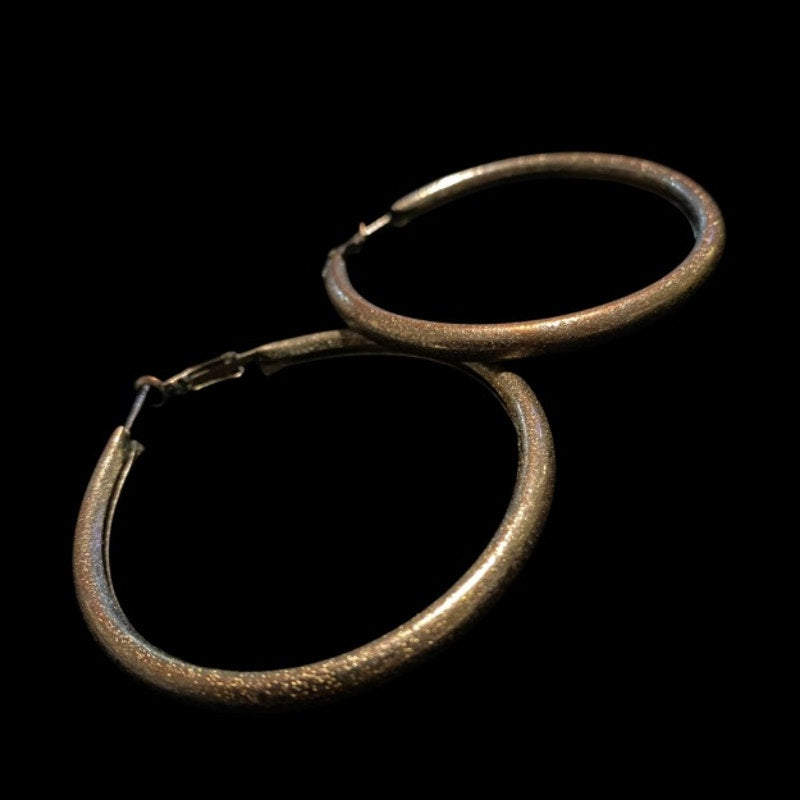 Vintage Medium Tarnished Costume Silver Hoop Earrings