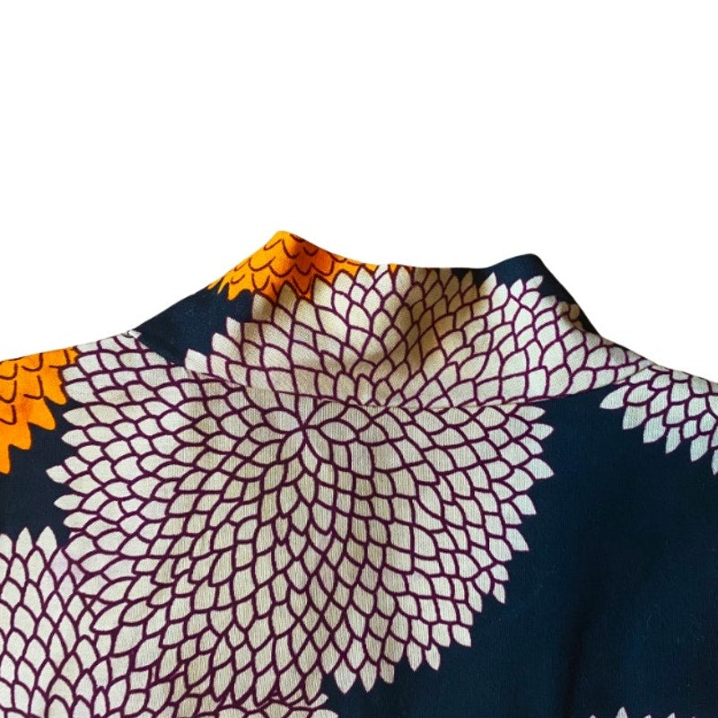 Orange/ Black/ Beige Chrysanthemum Ankara Print Print Open-Front Cotton Jacket (L)